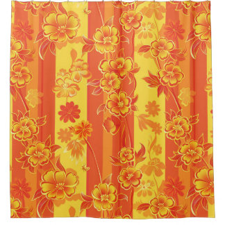 Rideaux De Douche Florence Floral jaune et orange