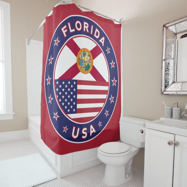 Rideaux De Douche Floride, rouge, (En situation)