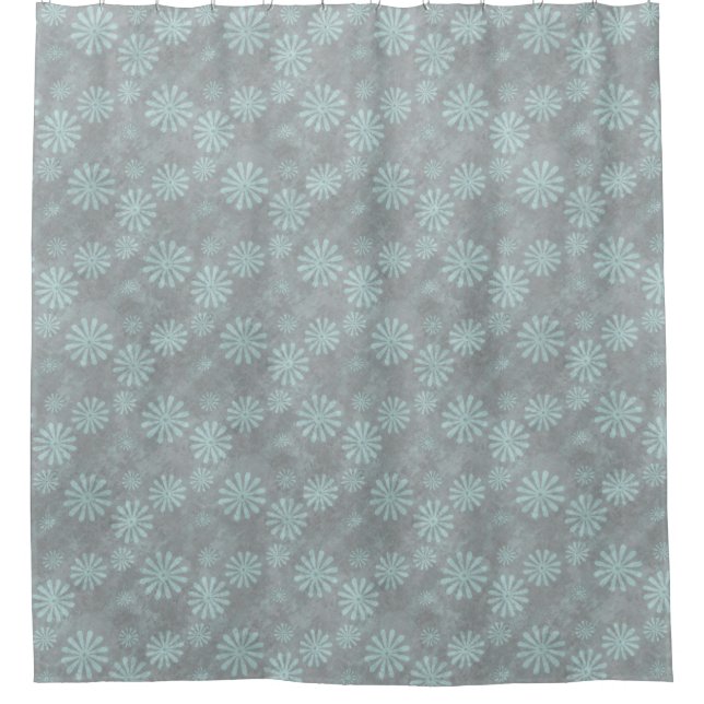 Rideaux De Douche Flower Power Blooms bleu glace + vos idées (Devant)