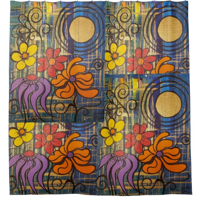 Rideaux De Douche Flowers in Space  (Devant)