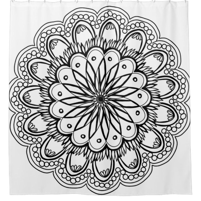 Rideaux De Douche Flowers mandala hand drawing (Devant)
