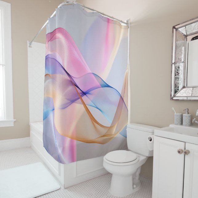 Rideaux De Douche Flux de tissu Pastel Abstrait (En situation)
