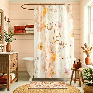 Rideaux De Douche Foi Espoir Amour Aquarelle Élégante