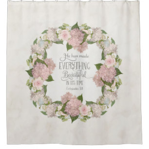 Rideaux De Douche Foi illustrée par écriture sainte rose d'hortens