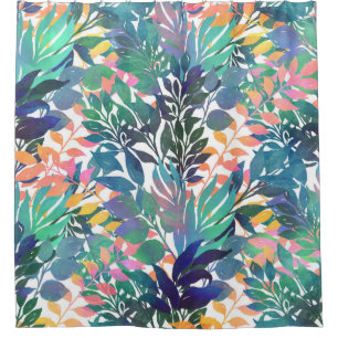 Rideaux De Douche Foliage de la Jungle tropicale Aquarelle Verdure