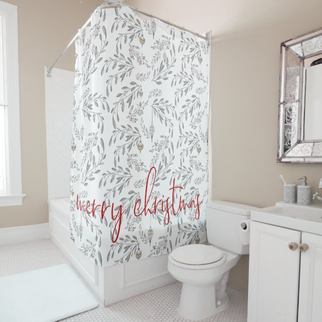 Rideaux De Douche Folithe de Noël et baies (En situation)