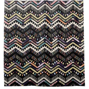 Rideaux De Douche folklore géométrique d'Ikat, motif aztèque tribal.
