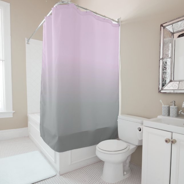 Rideaux De Douche Fondu gris rose ombre (En situation)