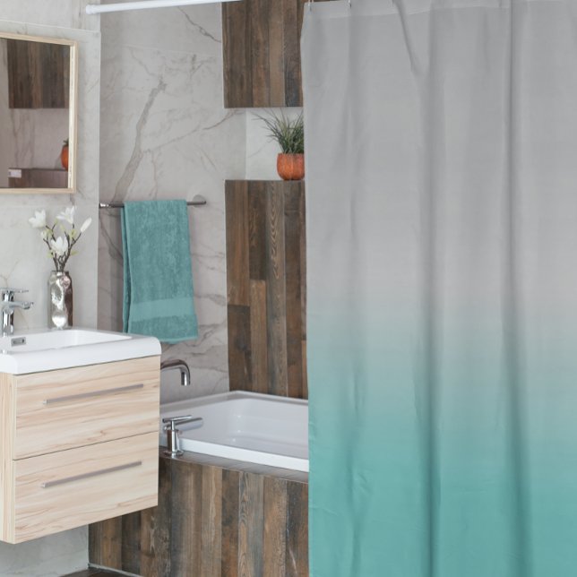 Rideaux De Douche Fondu gris Turquoise Ombre (Créateur téléchargé)