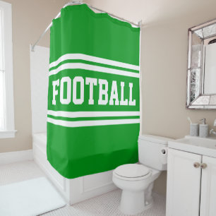 Rideaux De Douche FOOTBALL Bold Bright Green White Racing Stripes
