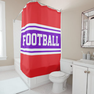 Rideaux De Douche FOOTBALL Bold Bright Purple White Racing Stripes