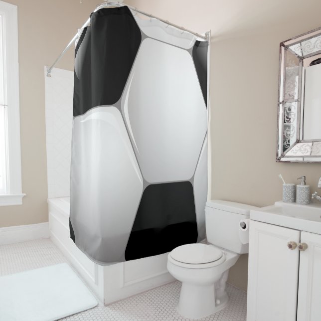 Rideaux De Douche Football Soccer Ball (En situation)