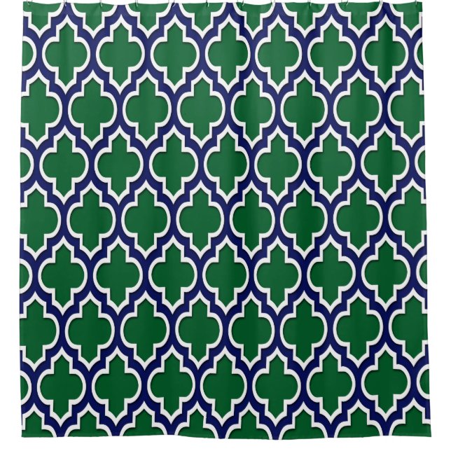 Rideaux De Douche Forest Green Navy Bleu Blanc XL Marocain #4DS (Devant)