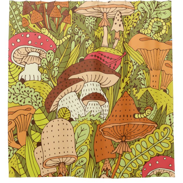 Rideaux De Douche Forêt Abstraite de champignons : Motif artistique (Devant)