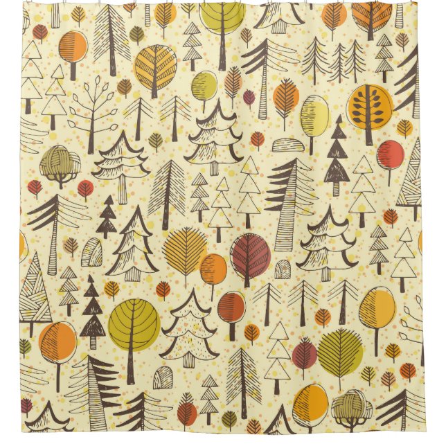 Rideaux De Douche Forêt d'automne : Motif graphique transparent. (Devant)