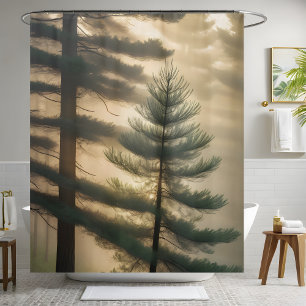 Rideaux De Douche Forêt de pins de la Forêt de Foggy