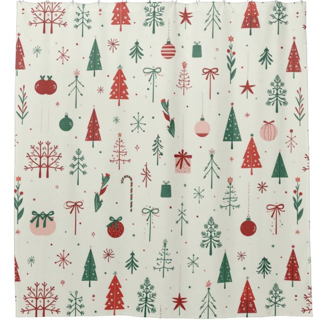 Rideaux De Douche Forêt de vacances scandinave (Devant)