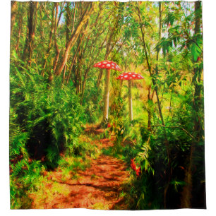 Rideaux De Douche Forêt enchantée de contes de fées avec champignons