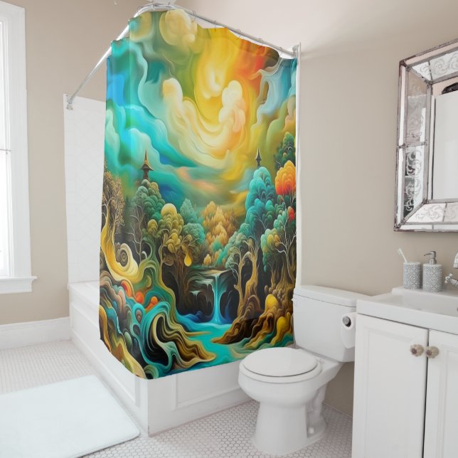 Rideaux De Douche Forêt surréelle (En situation)