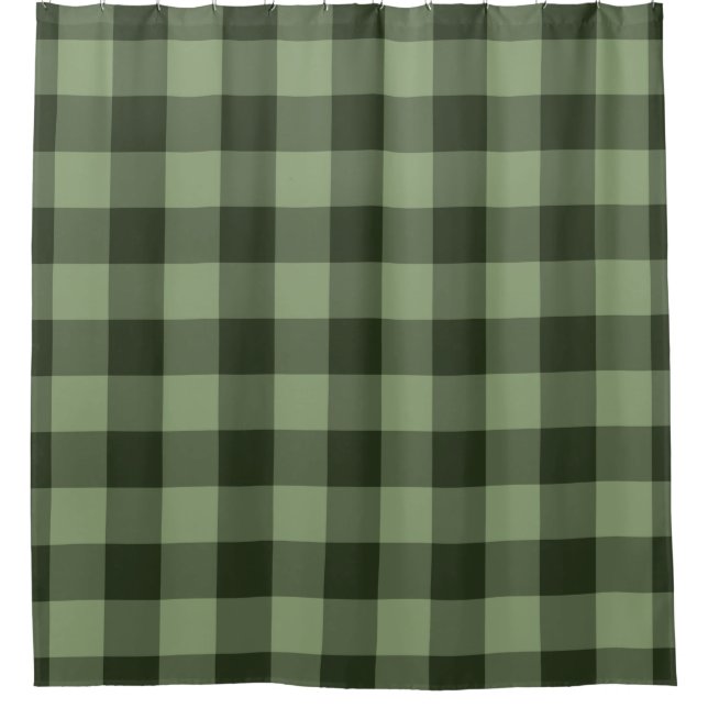 Rideaux De Douche Forêt verte À damiers Carrés Plaid (Devant)
