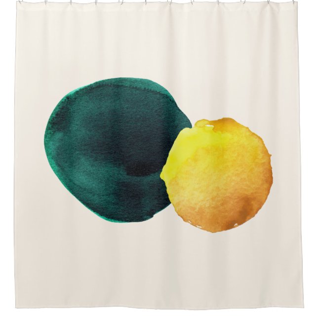 Rideaux De Douche Forme biologique Aquarelle Abstraite Jaune Vert (Devant)