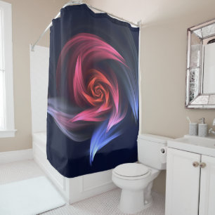 Rideaux De Douche Forme De Vortex Abstrait Rouge Et Bleu
