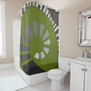 Rideaux De Douche Forme spirale, abstraite, pois, gris, verte