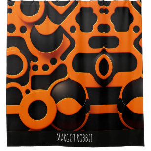 Rideaux De Douche Formes 3D Cercles Orange Urbain Motif géométrique