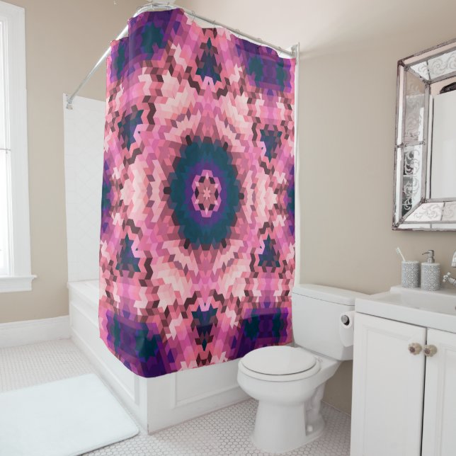 Rideaux De Douche formes arrondies mandala kaléidoscope Abstraites (En situation)