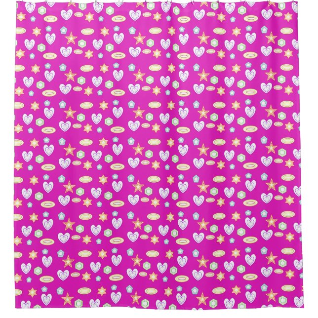 Rideaux De Douche Formes Magenta  (Devant)