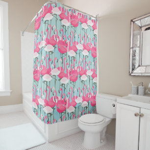 Rideaux De Douche Foule De Flamants roses Rose Et Blanc