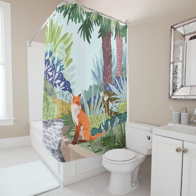 Rideaux De Douche Fox dans le jardin | Animaux Faune Botanique (En situation)