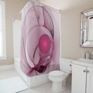 Rideaux De Douche Fractale balançante, Art abstrait moderne rose bai