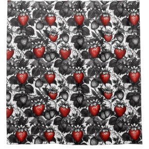 Rideaux De Douche Fraises noire, blanche et rouge partout