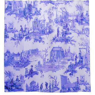 Rideaux De Douche Français Bleu Blanc Toile Chinoiserie Style Rustiq