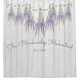 Rideaux De Douche Français Farmhouse Lavender Bund Blanc Bow