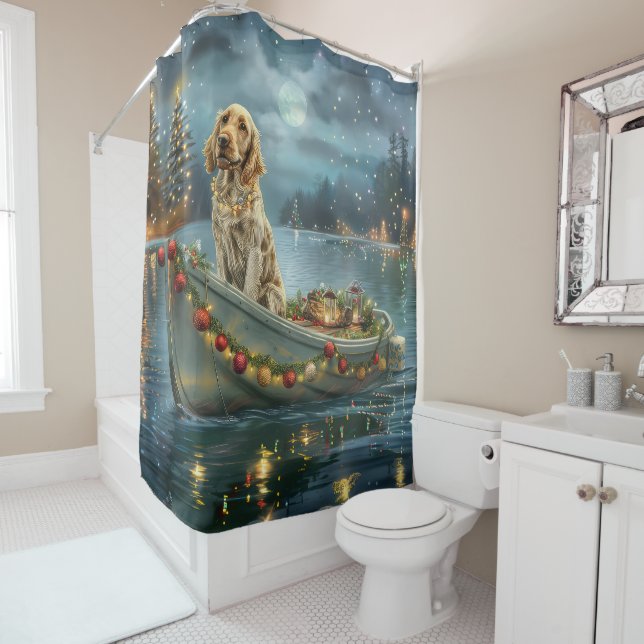 Rideaux De Douche Français Setter Christmas Festive Voyage (En situation)