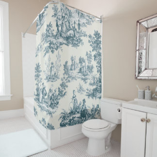 Rideaux De Douche Français toile de jouy sage vert élégant