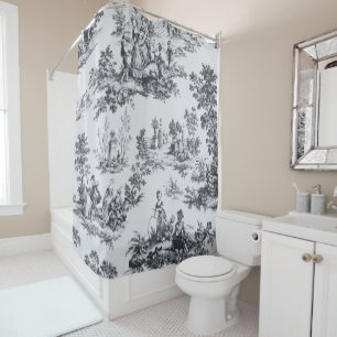 Rideaux De Douche Française toile de jouy noir et blanc élégant