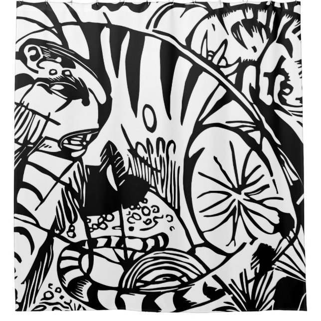 Rideaux De Douche Franz Marc - Tigre noir et blanc - Art Abstrait (Devant)