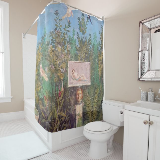 Rideaux De Douche Fresque d'une scène de jardin, Pompéi (En situation)