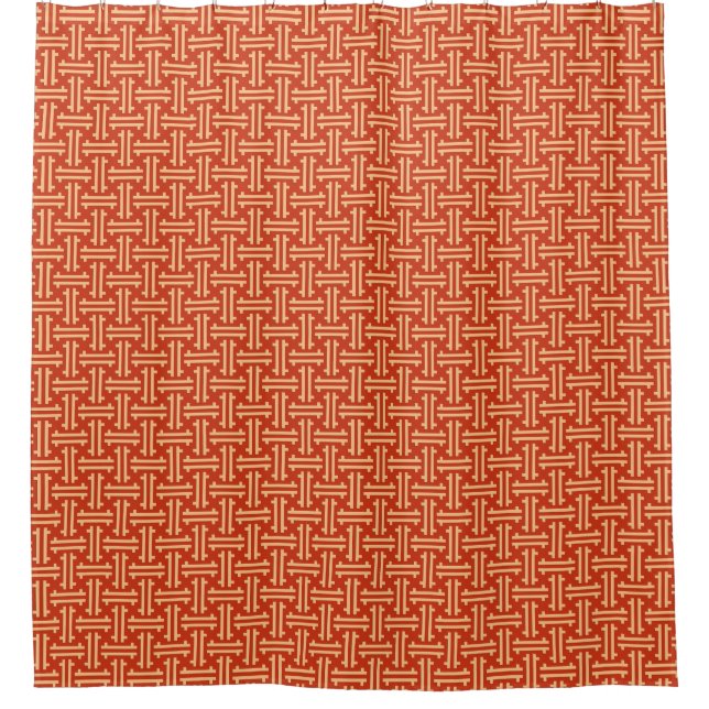 Rideaux De Douche Frette chinoise d'art déco, mandarine (Devant)