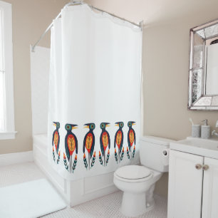 Rideaux De Douche frise ornithologique festive