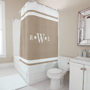 Rideaux De Douche Frontières blanches propres de toile de jute