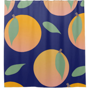 Rideaux De Douche Fruit Orange Clair Motif Bleu
