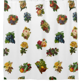 Rideaux De Douche Fruits et fleurs vintages