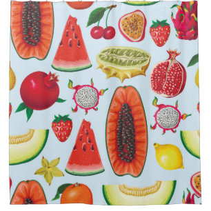 Rideaux De Douche Fruits Exotiques : Imprimé tendance sans couture.