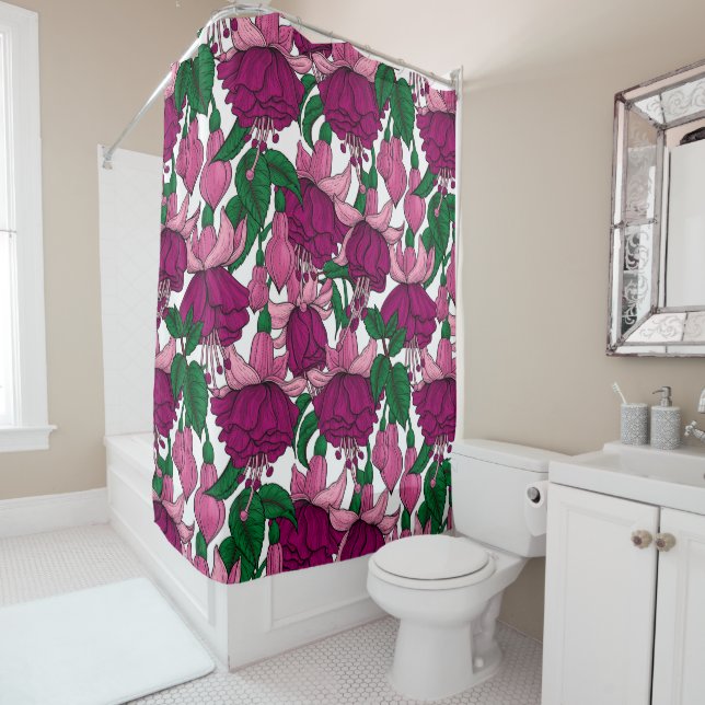 Rideaux De Douche Fuchsia (En situation)