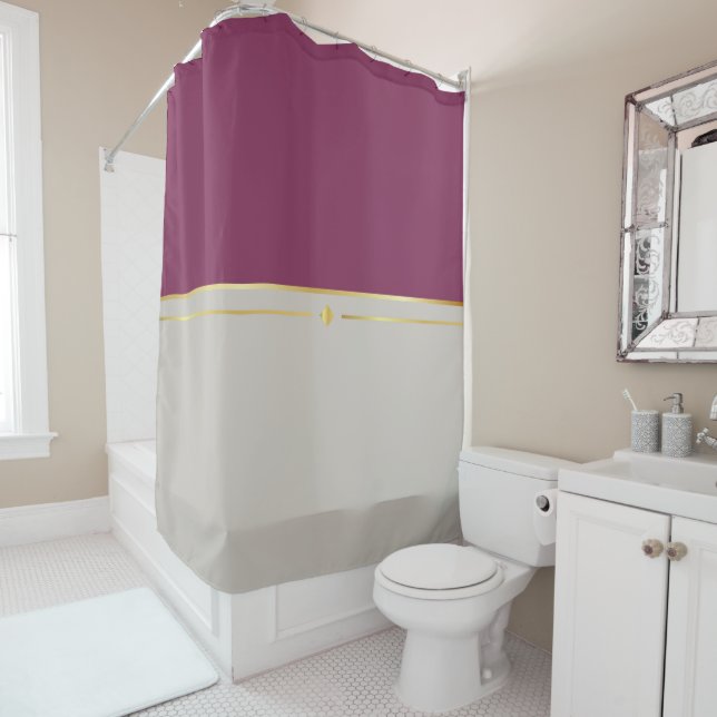 Rideaux De Douche Fuchsia et Taupe Haven (En situation)