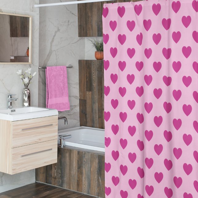 Rideaux De Douche Fuchsia Heart Motif Pink Preppy y2k (Créateur téléchargé)